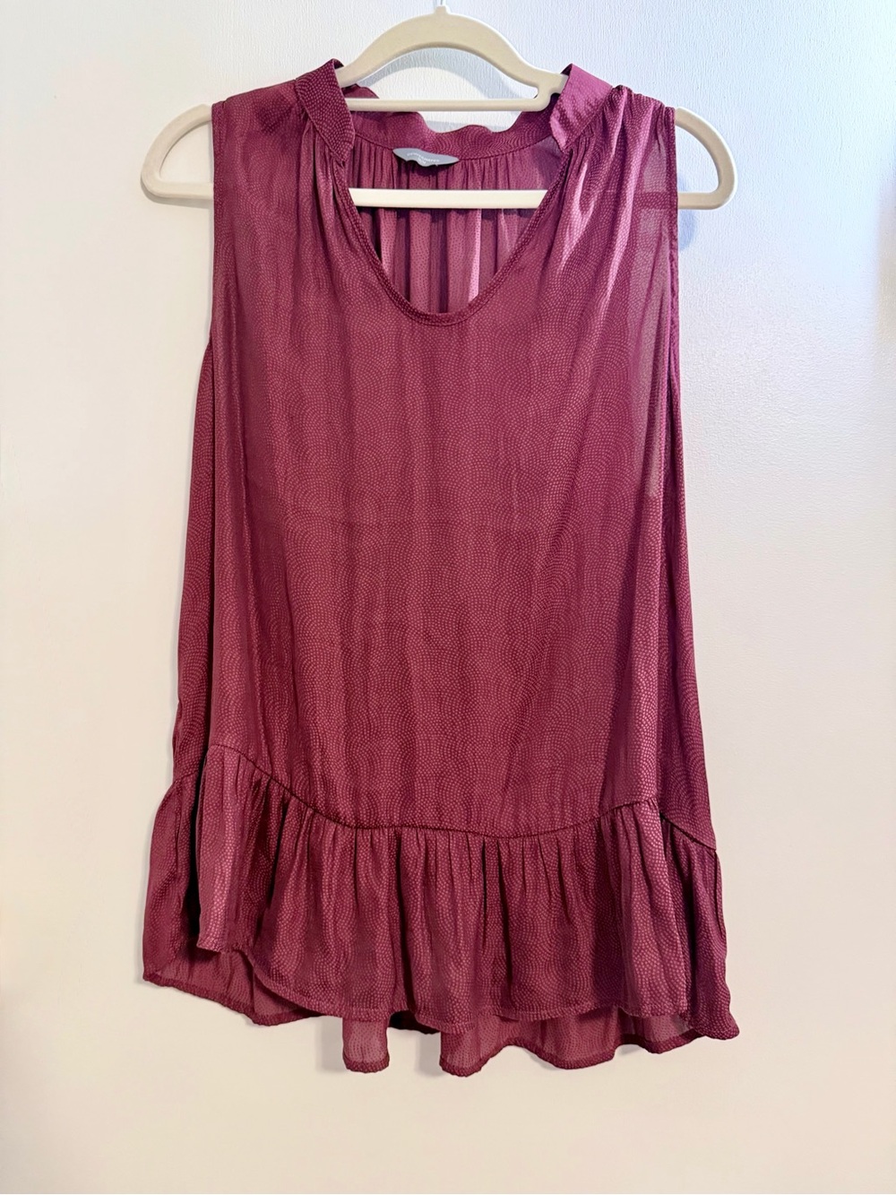 Burgundy Sleeveless Ruffle Blouse Top size M
